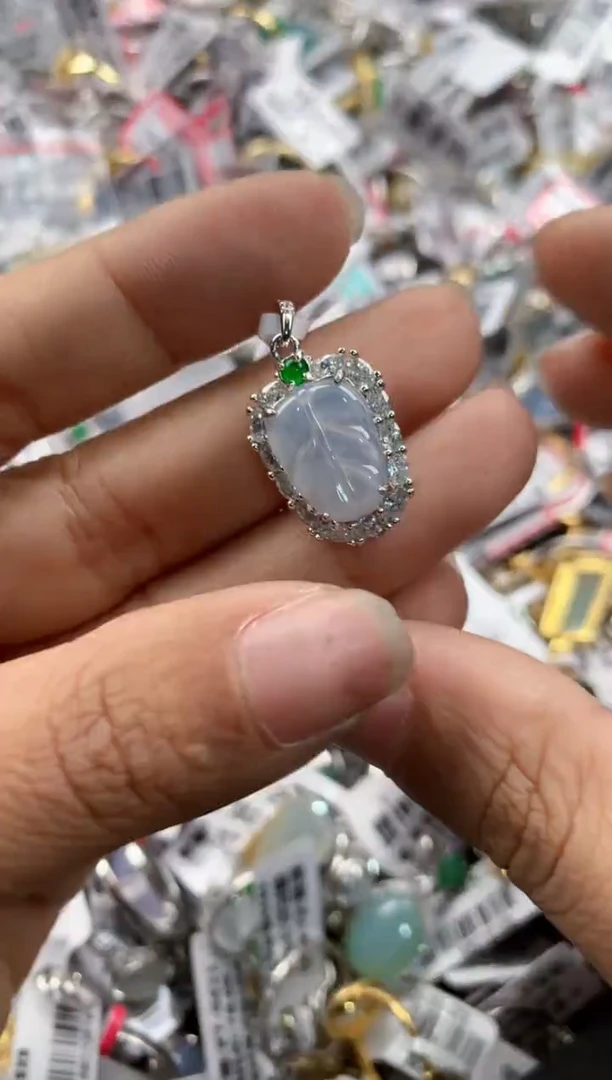 银S925镶嵌戒指翡翠14     1