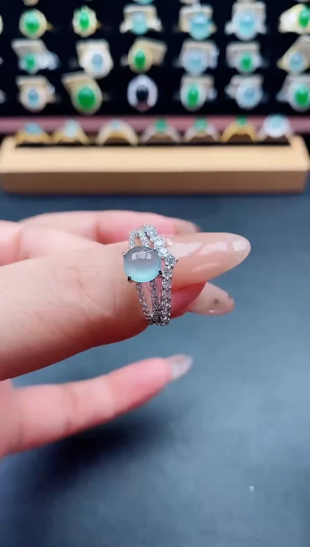 银S925镶嵌戒指翡翠1