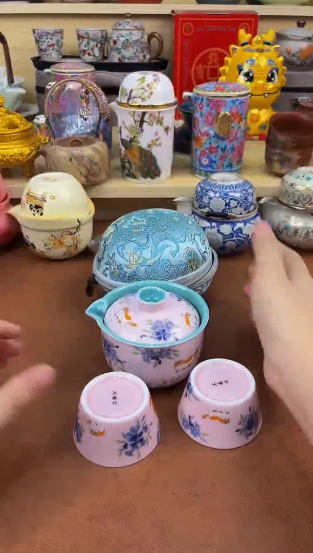 陶瓷茶具摆件旅行套组