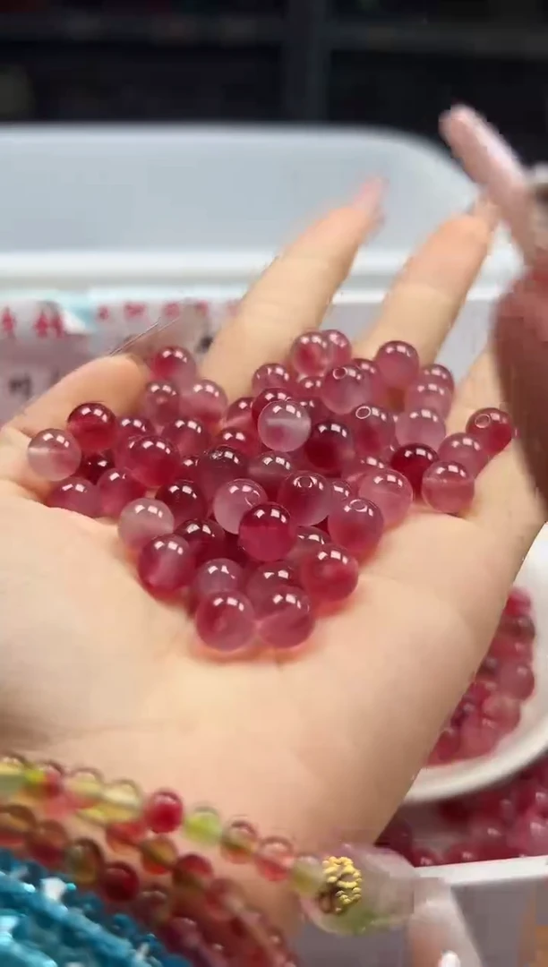 未镶嵌颈饰玛瑙/玉髓w491桃花玉8mm*30颗
