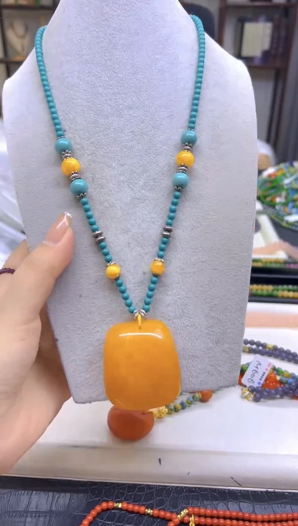 未镶嵌毛衣链蜜蜡DIY款M685