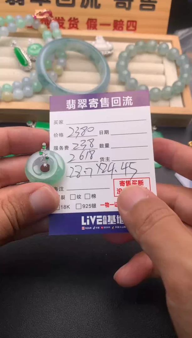 翡翠18K金镶嵌颈饰10132250