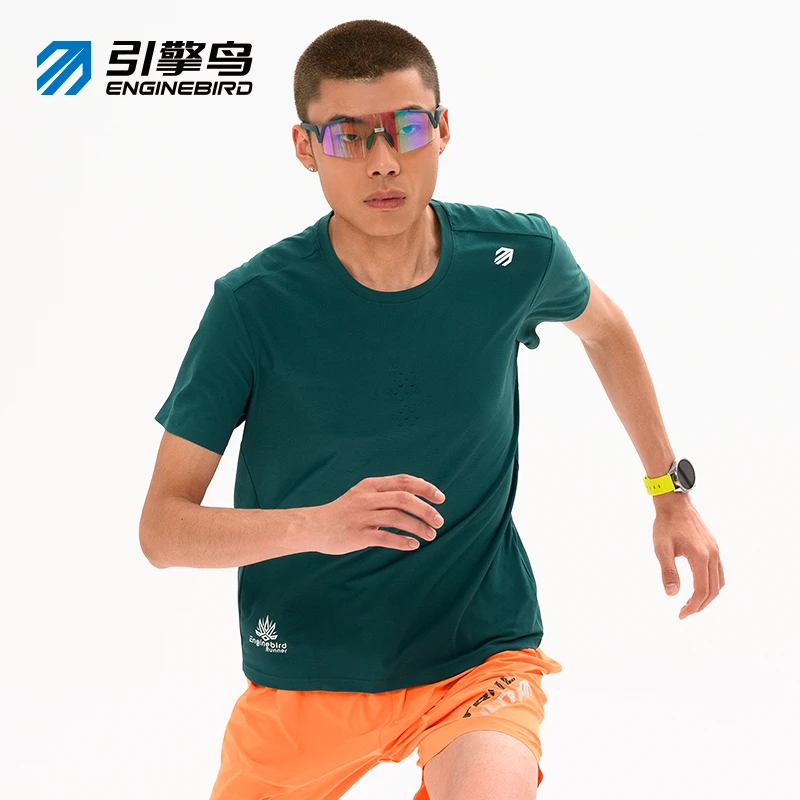 引擎鸟圆领运动健身男女款防磨短袖轻薄透气吸湿快干跑步训练T恤
