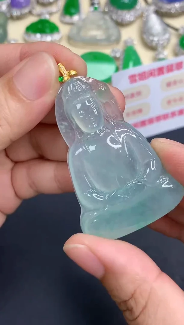 吊坠(不含链)18K金镶嵌翡翠733-中国好珍宝