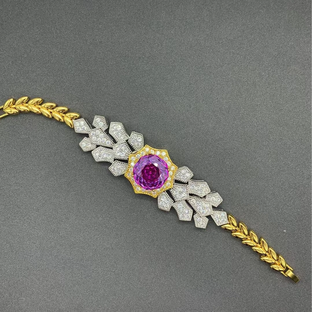 瑞福珠宝 手工镶嵌 豪镶设计款手链 XG477