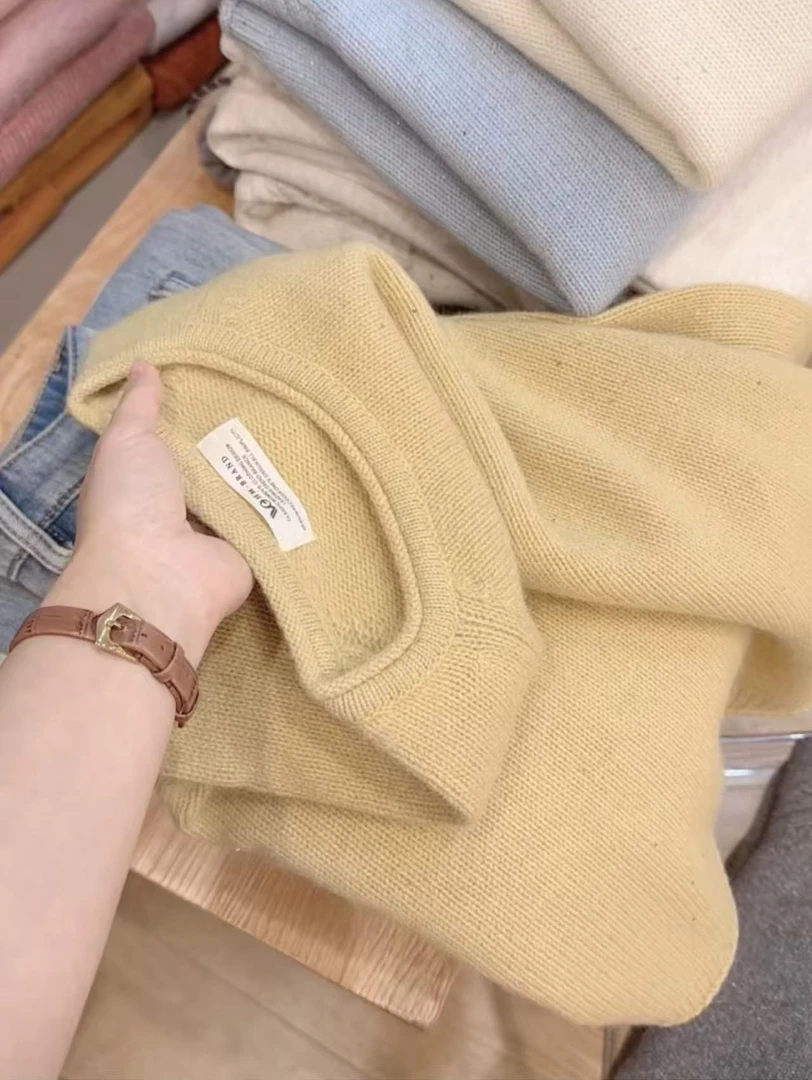 七言家巨好看！玉米黄卷边加厚毛衣1