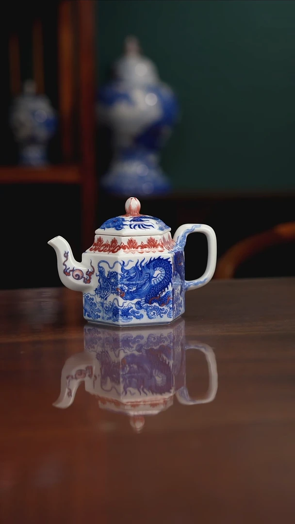 自成堂柴窑 龙凤茶壶