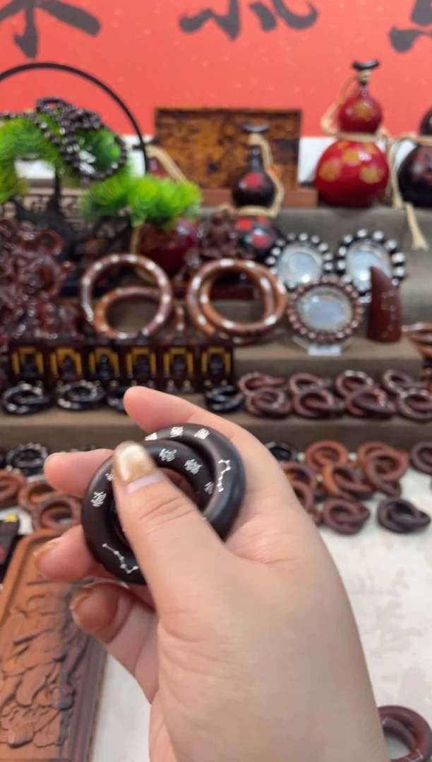 木枣木玉化2.5乾坤圈镶银十字讳字全品加挂绳