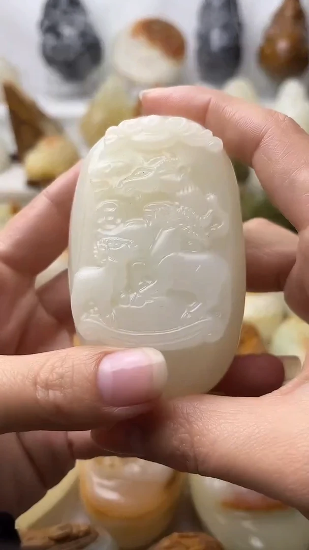 石材古青石棉纹正常不退换三羊开泰微瑕