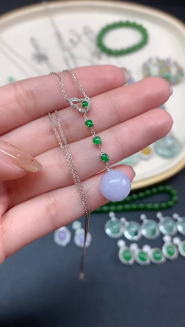 【闪购商品】翡翠套链18K金镶嵌套链A329|1980