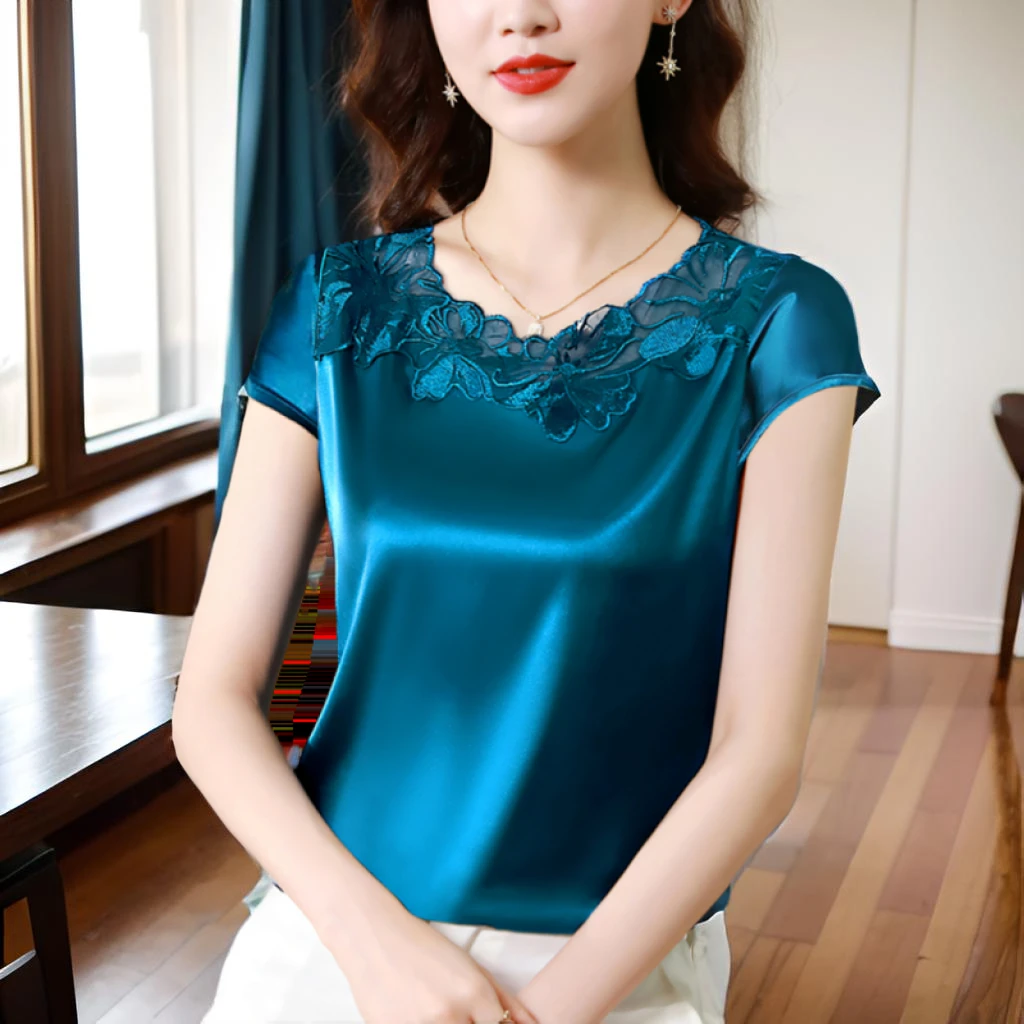 高级感醋酸缎面打底衫女士外穿夏季新款冰丝短袖t恤大码洋气上衣