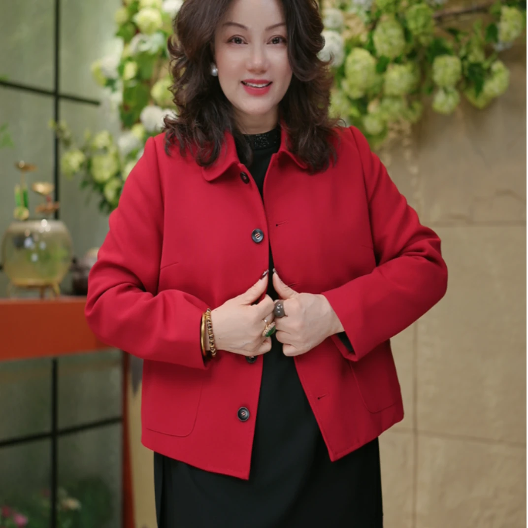 LUCK-醋酸棉袄外套-2026秋冬款宽松简约感设计师显瘦气质短款外套