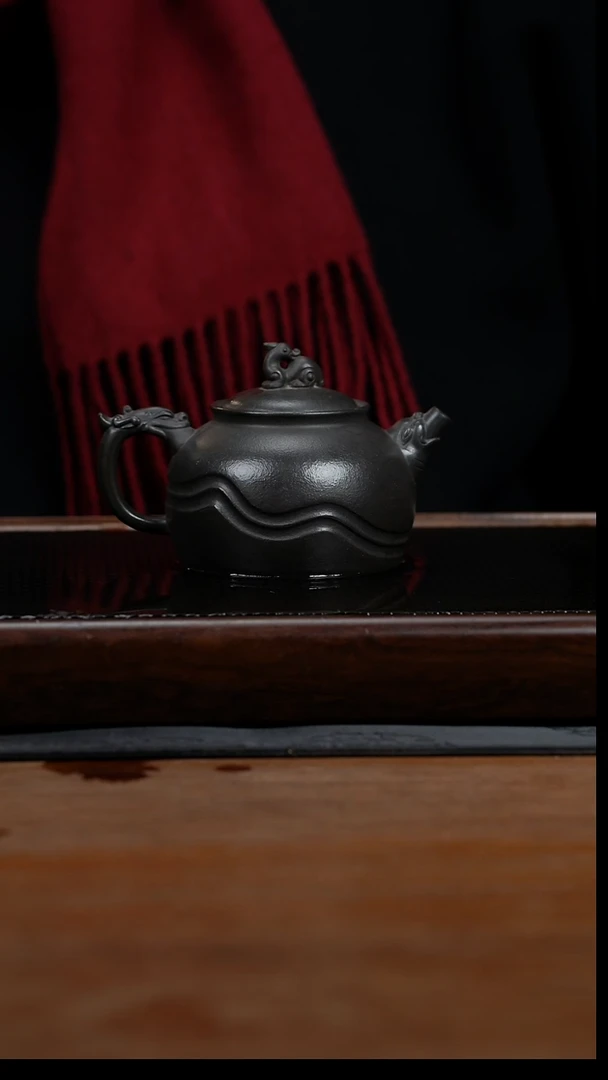 茶壶紫砂B****Y280cc黄龙山原矿紫泥瑞兽宫灯16