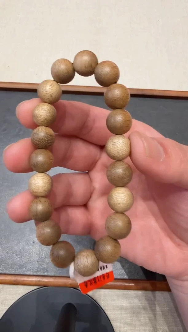 沉香手串天然野柬埔寨粗纹1.1圆珠单圈5克+