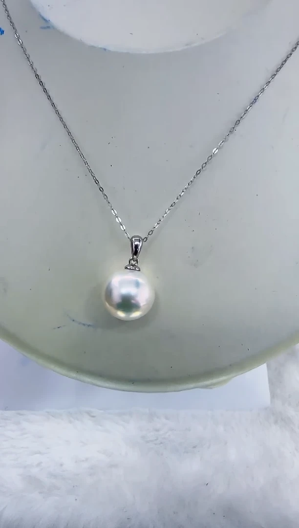 银S925镶嵌淡水珍珠DA曼塔珍珠吊坠13-14 y365