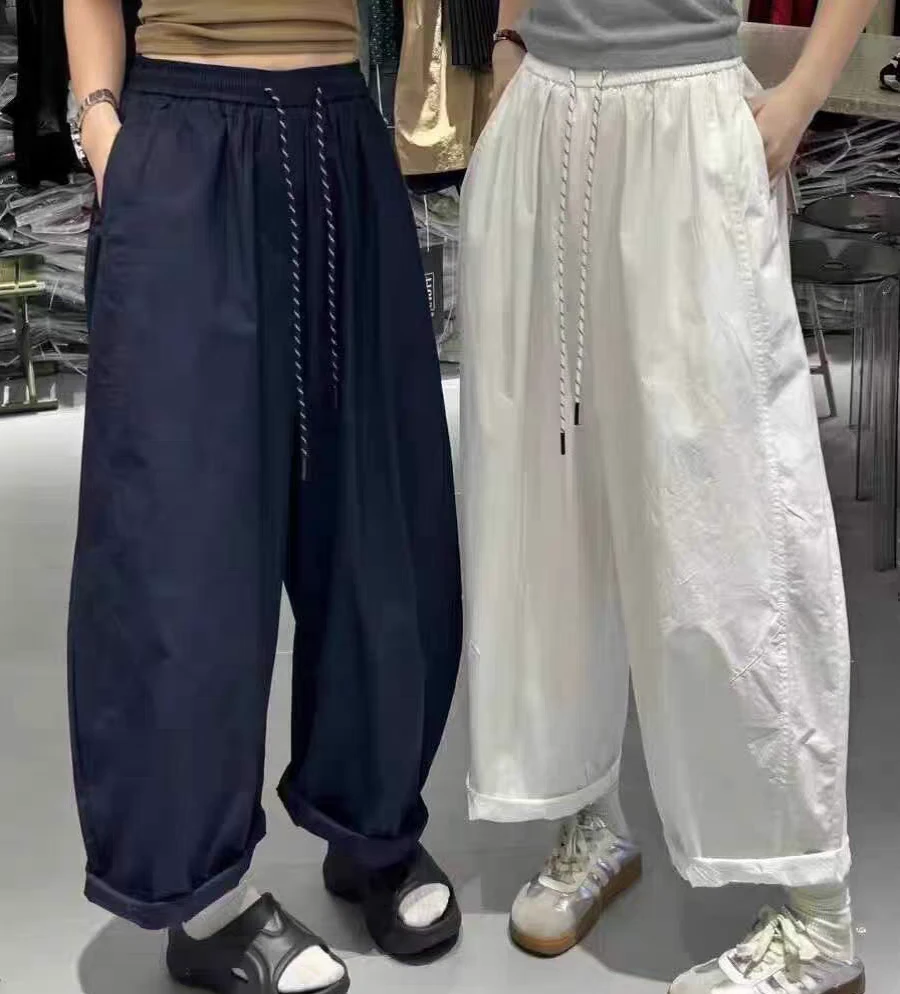 CC夏季防晒直筒休闲阔腿裤女2025年气球裤高腰显瘦复古萝卜裤灯笼