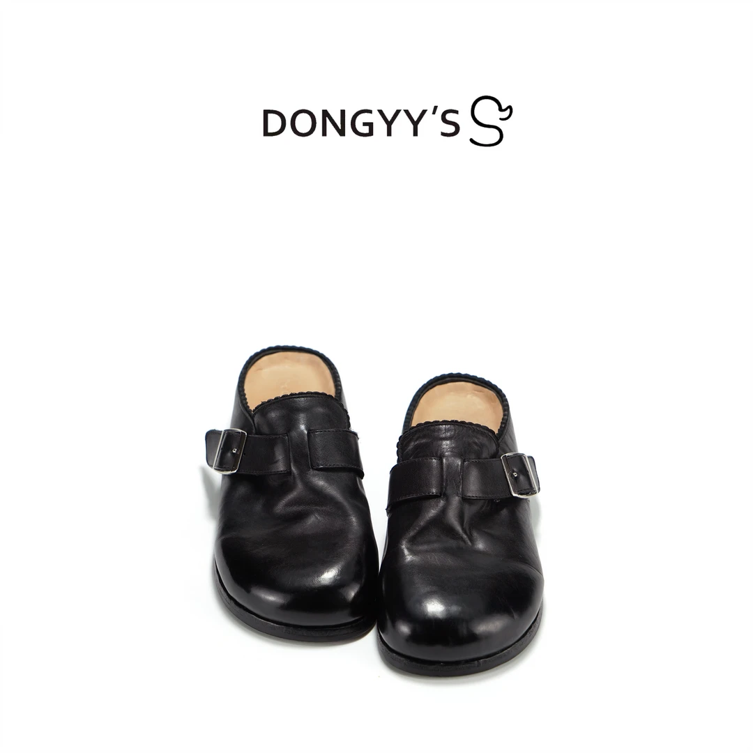 Dongyy's2025年新款黑色马皮经典重水洗勃肯百搭半拖包头拖