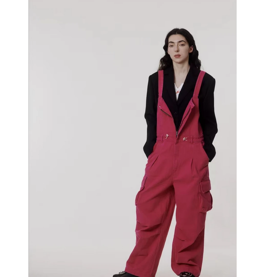 全新未使用  露露SAYOWT 服装 复古背带裤 玫红玫红TP026089