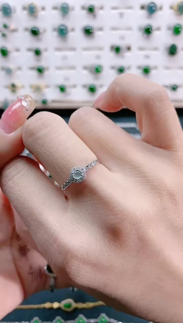 【闪购商品】翡翠戒指银S925镶嵌天然翡翠