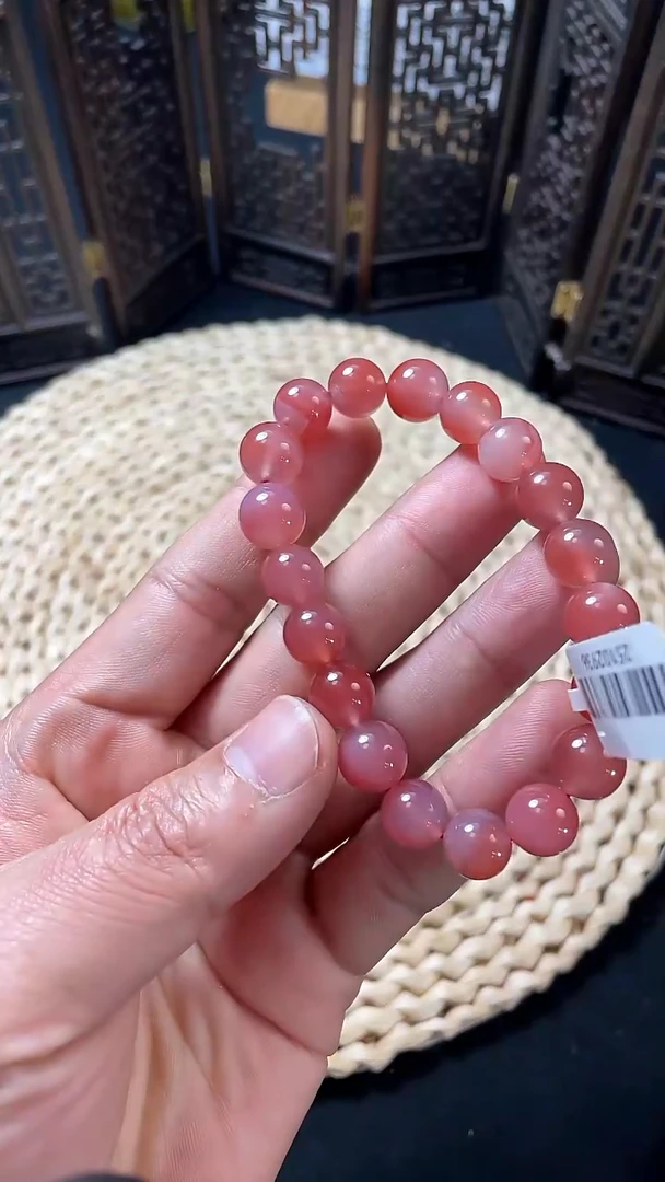 未镶嵌手串南红玛瑙10mm大黑洞水粉单圈