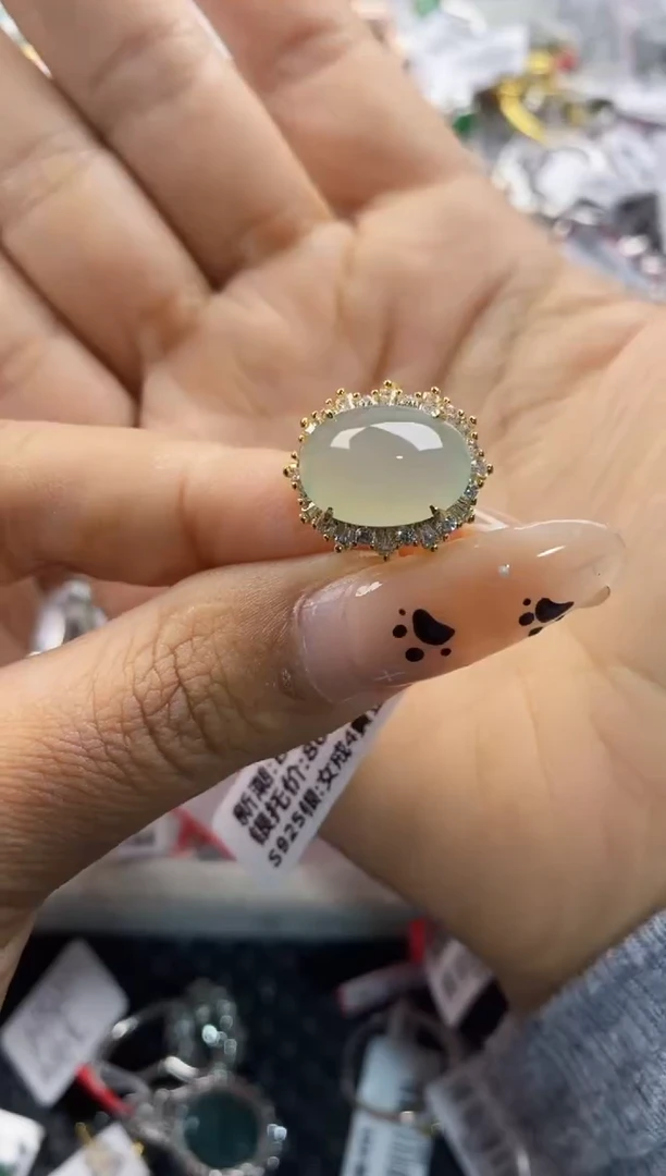 翡翠戒指银S925镶嵌111      9