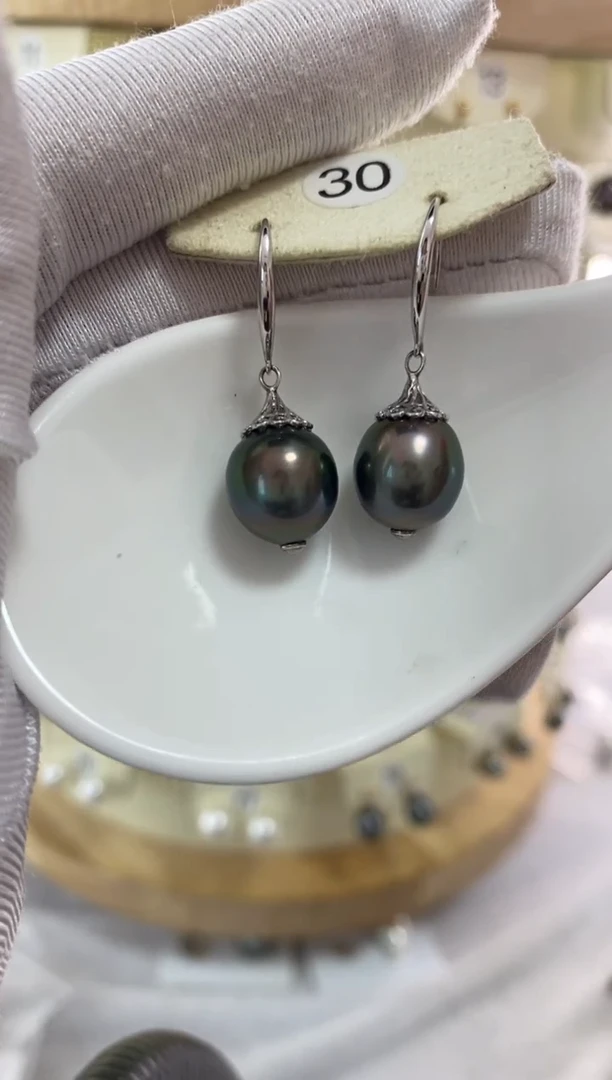 银S925镶嵌耳饰海水珍珠10-11mm