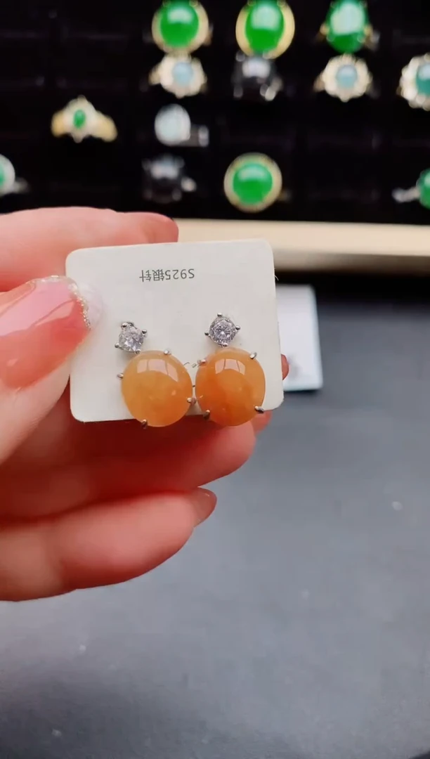 【闪购商品】翡翠耳饰银S925镶嵌1212