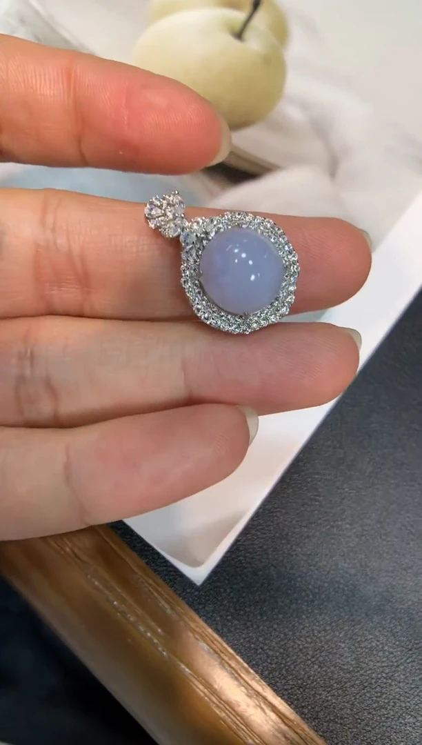 翡翠银S925镶嵌颈饰蛋面