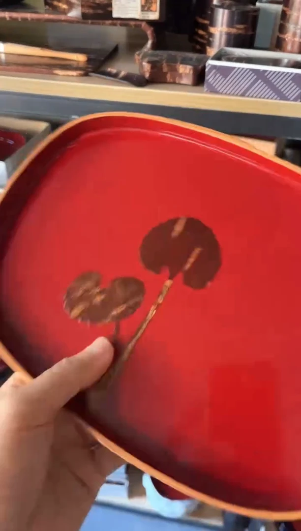 椭圆形大漆樱皮漆盘 23.5*17cm