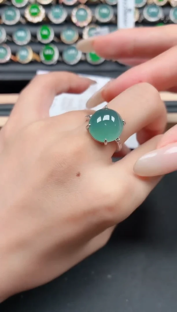 翡翠戒指银S925镶嵌111111
