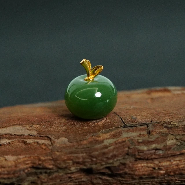 银S925和田玉碧玉苹果吊坠 EY120804