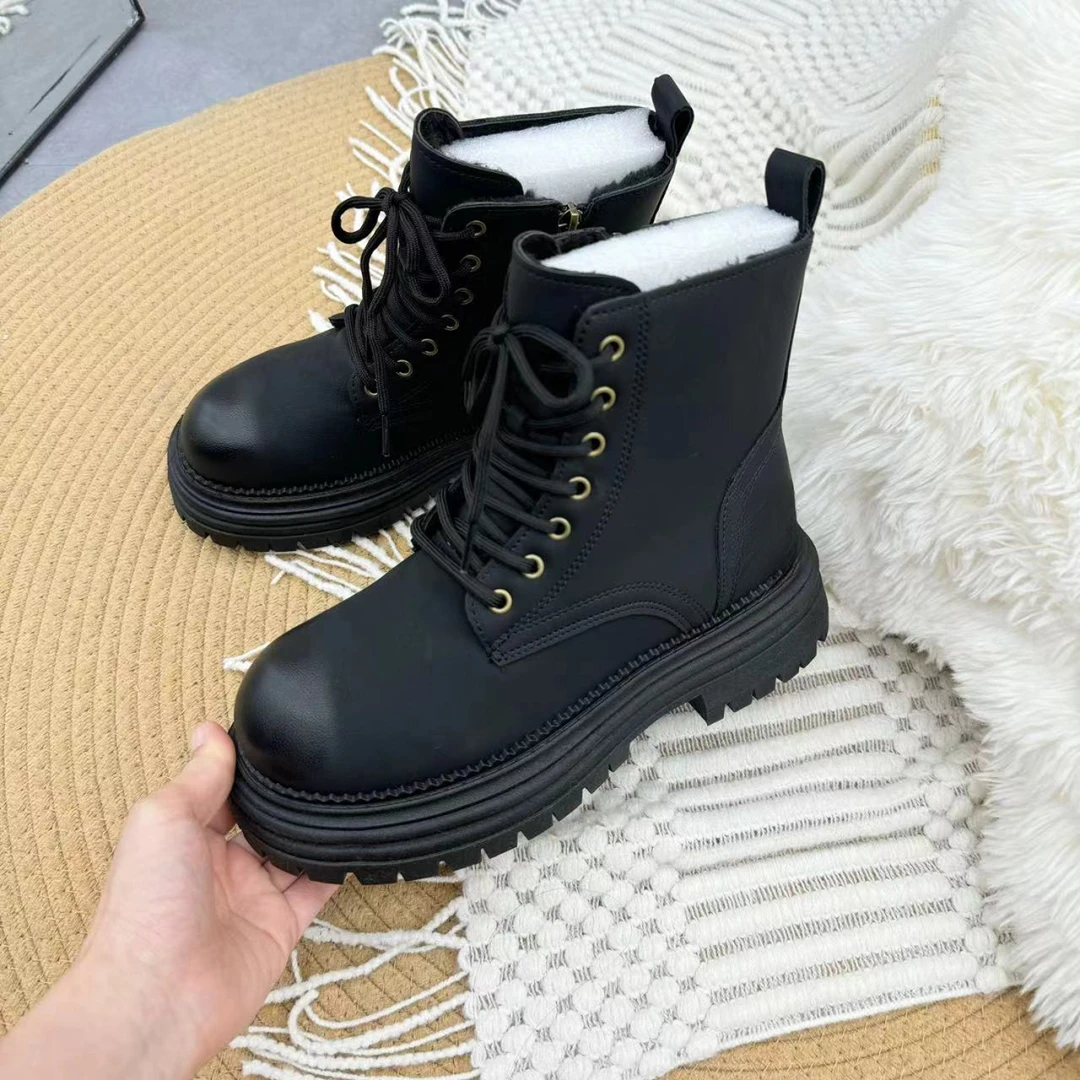 815-9# 厚底马丁靴女款2024新款短靴子美拉德棕色女靴复古大黄靴