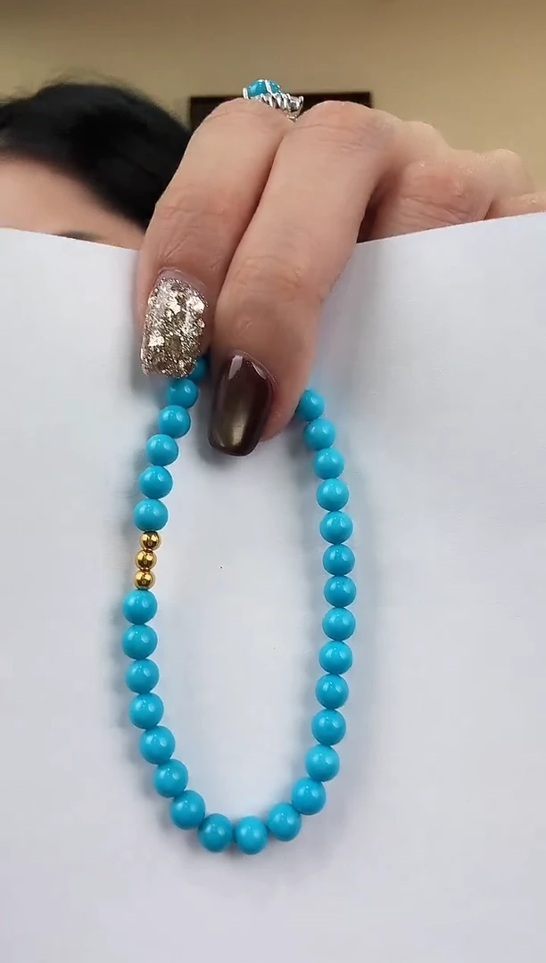 18K金镶嵌绿松石手串4.5/5mm