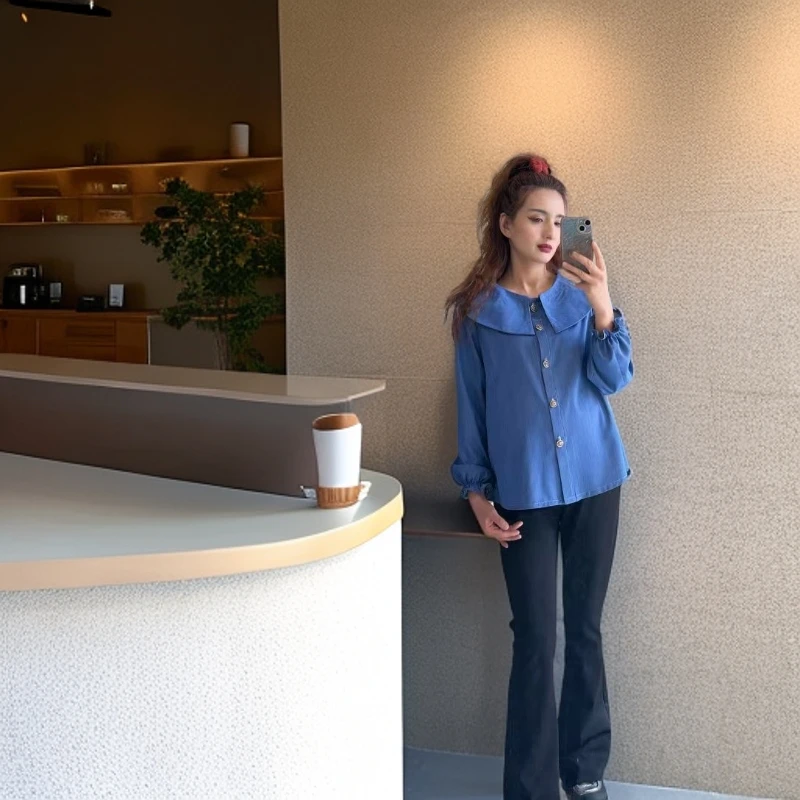 孕妇牛仔套装，孕妇休闲套装，孕妇喇叭裤，孕妇秋季套装