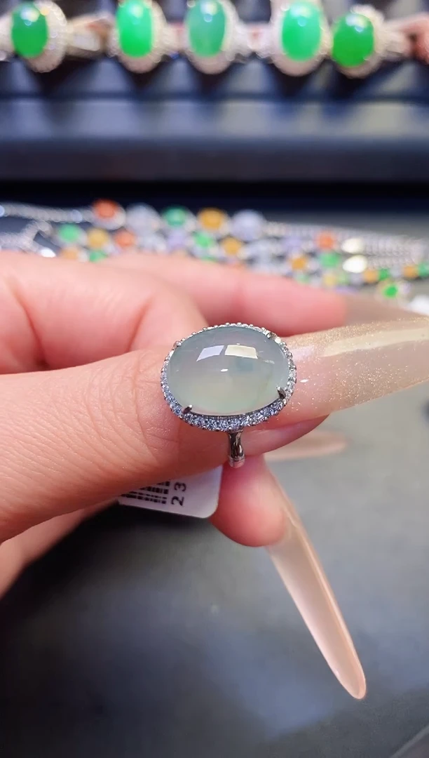 银S925镶嵌戒指翡翠天然