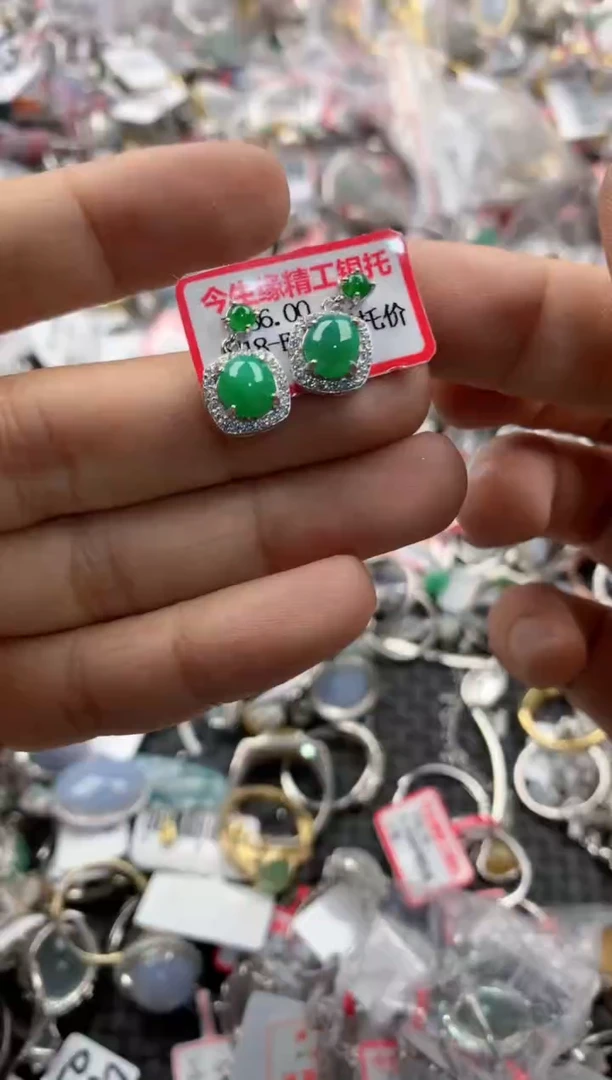 银S925镶嵌戒指翡翠12             9
