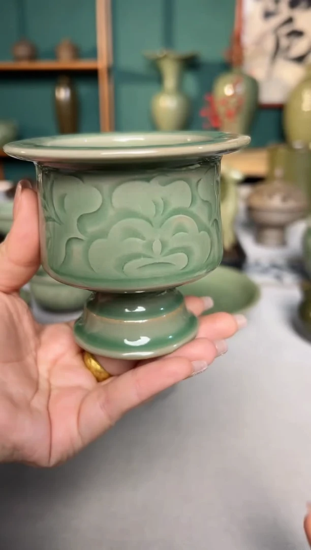【闪购商品】其他耀州窑纯手工牡丹行香炉