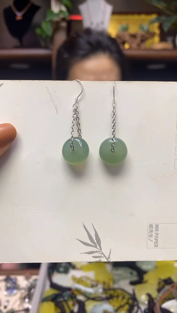 【闪购商品】岫玉耳饰银S925镶嵌多样性发货其中发一