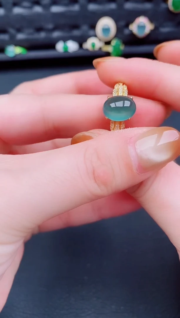 【闪购商品】翡翠戒指银S925镶嵌天然a货翡翠450