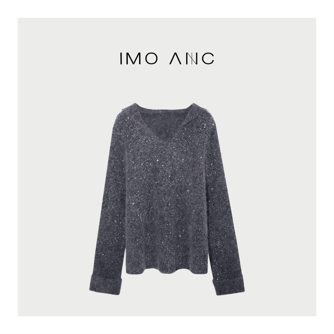 IM SO FANCY节日必备亮闪马海毛连帽针织毛衣SQ1645