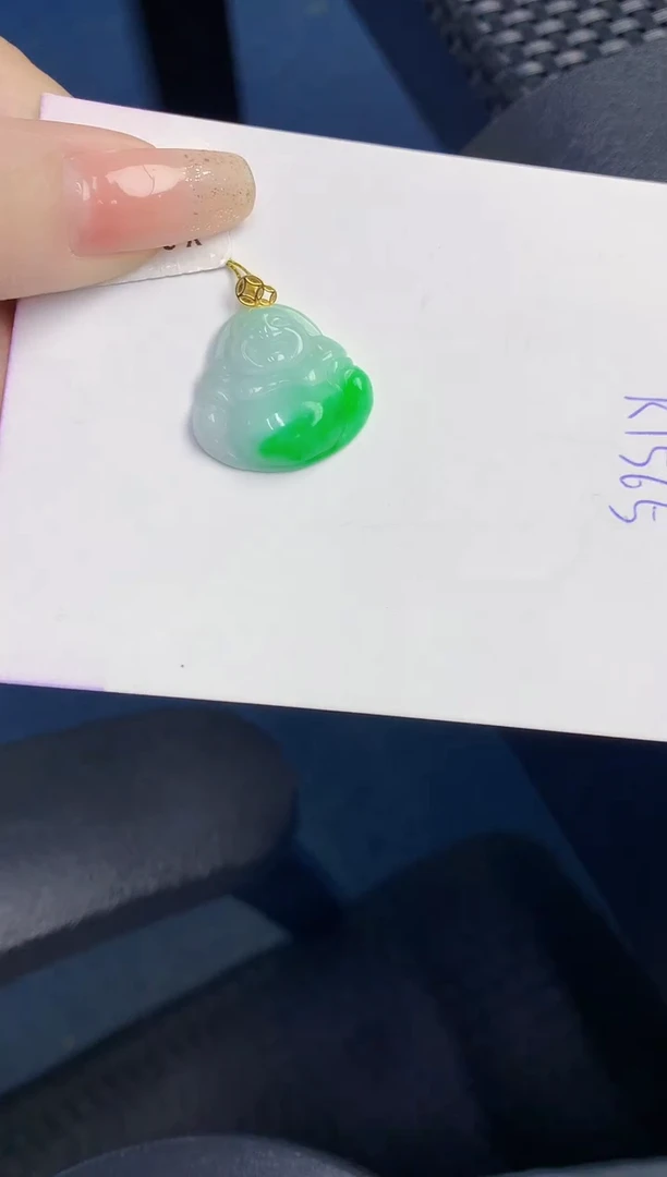 颈饰18K金镶嵌翡翠缅甸天然翡翠A货