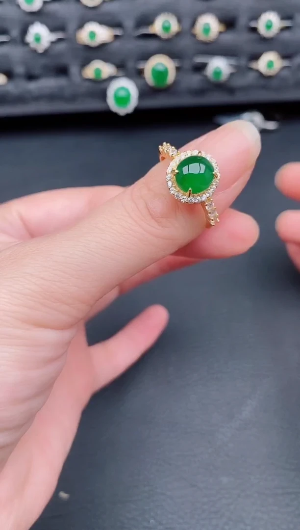 银S925镶嵌戒指翡翠天然a货翡翠53