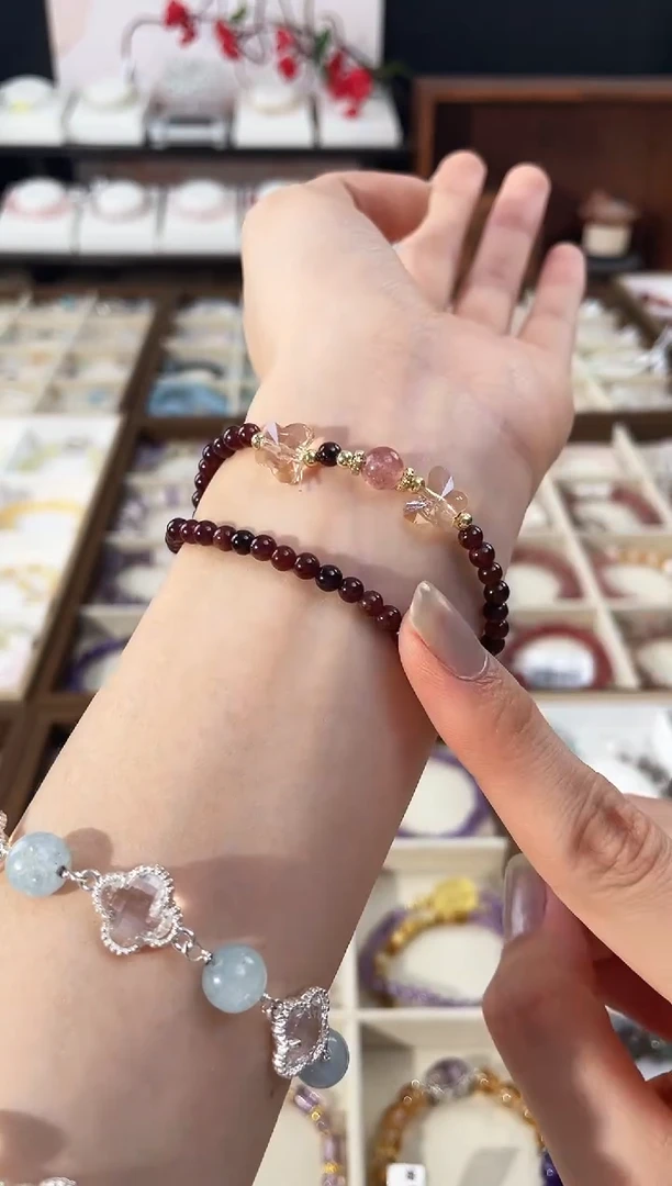 水晶手链未镶嵌双圈石榴石