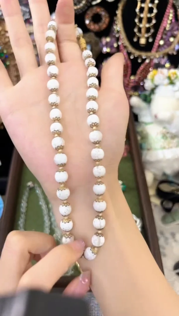 铁合金合成碳硅石千花琉璃项链006