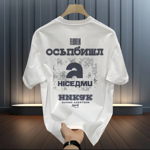 【专柜新品】重磅纯棉印花短袖圆领T恤时尚情侣百搭夏季潮牌上衣男