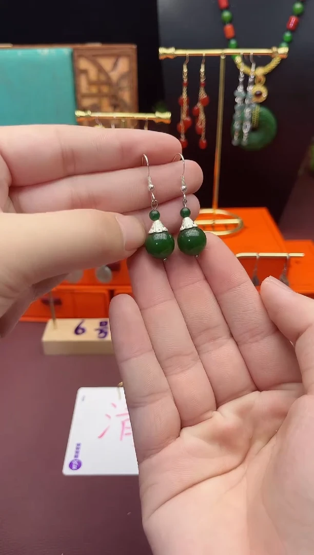 银S925镶嵌耳饰玛瑙/玉髓733