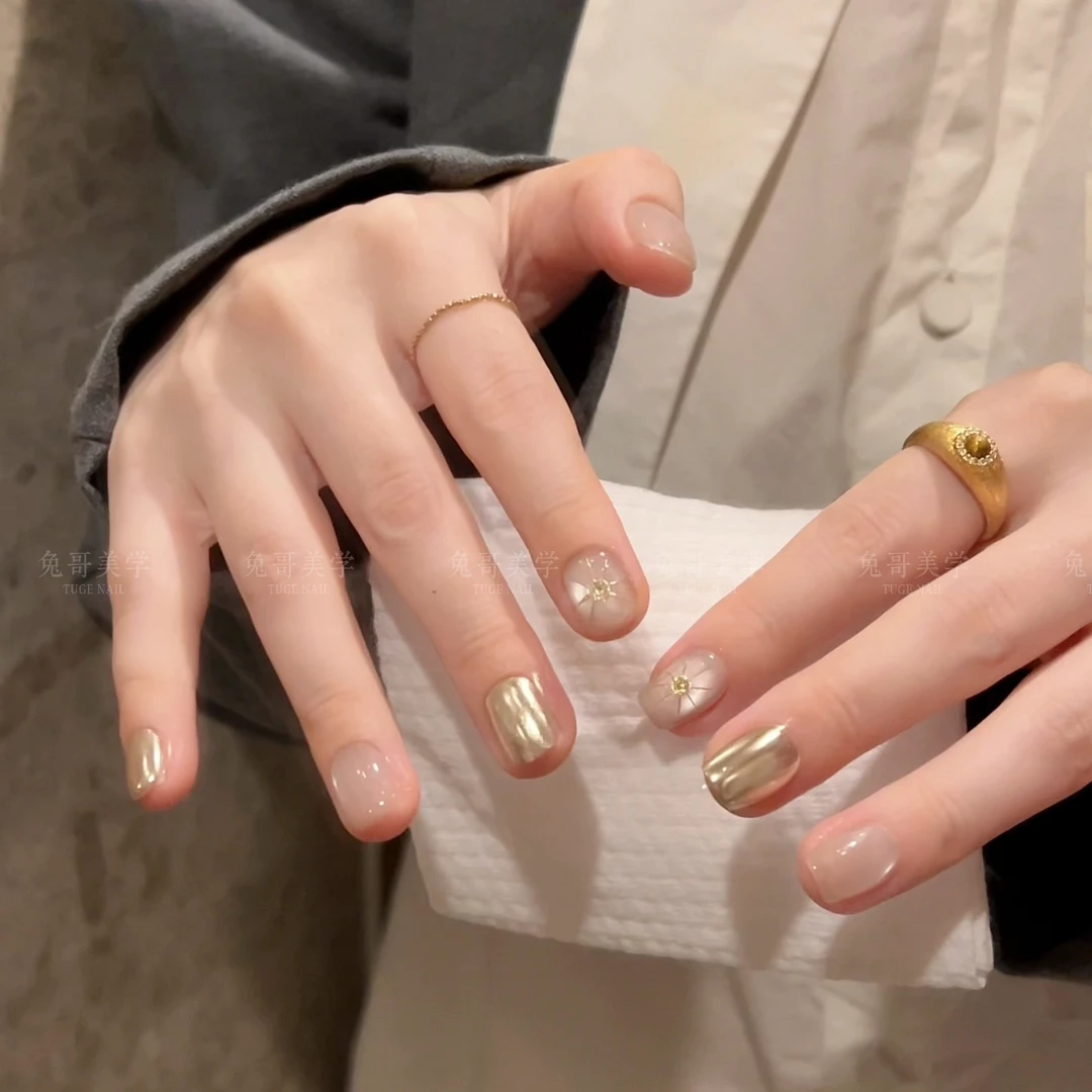 TUGE Nail “六芒星” 祖母绿锆石水晶手工猫眼夏日定制穿戴甲TGT63