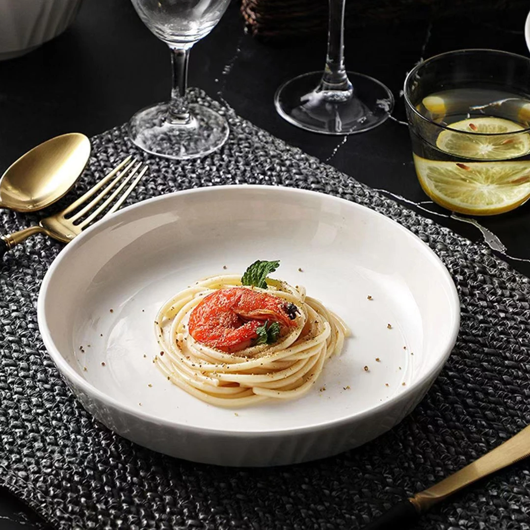 【宠粉专属】8英寸莹玉琉璃盘釉下彩工艺健康白瓷家用盘6只装