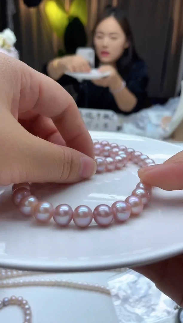 项链未镶嵌淡水珍珠490    8-9mm粉色系全珠项链（多样性发一）