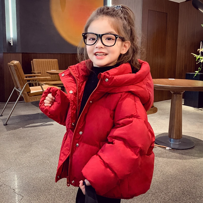 【现货】米米哈罗女童冬装洋气保暖连帽百搭白鸭绒羽绒服外套D24556